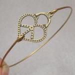 Heart Brass Bangle Bracele..