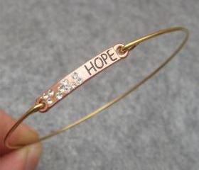 Rhinestone Hope Bangle Bracelet